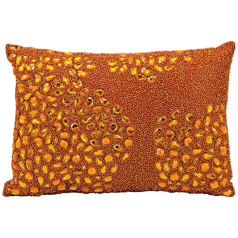 Image 1 Mina Victory Luminescence Orange 14 inch x 10 inch Lumbar Pillow