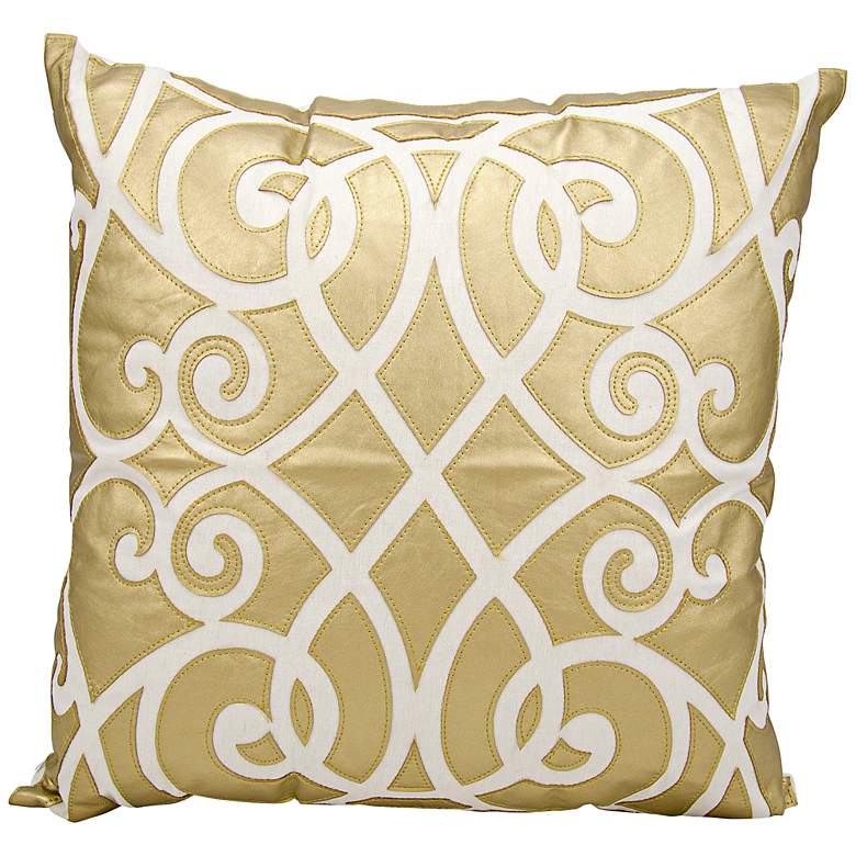 Image 1 Mina Victory Luminescence Scroll 20 inch Square Gold Pillow