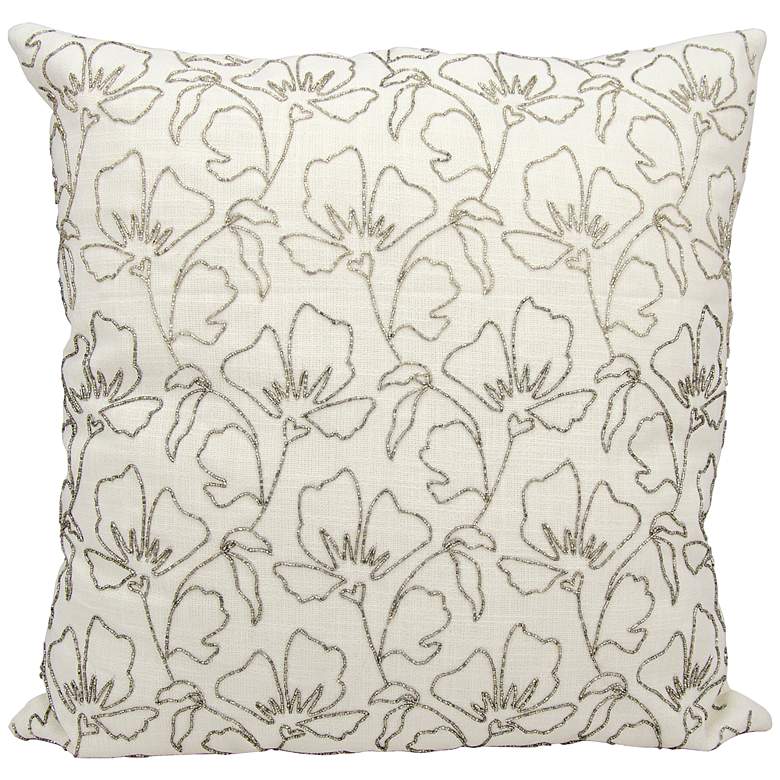 Image 1 Mina Victory Luminescence Silver 20 inch Square Floral Pillow