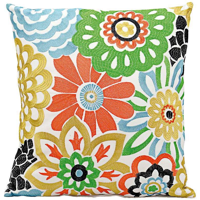Image 1 Mina Victory Multi-Color 18 inch Floral Indoor-Outdoor Pillow