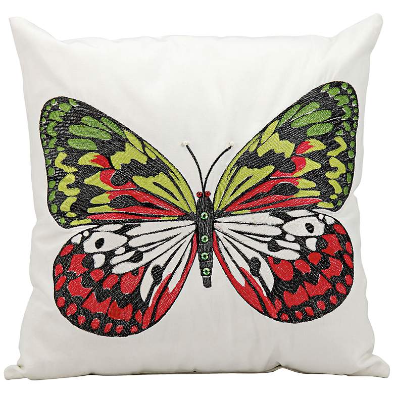 Image 1 Mina Victory Multi-Color Butterfly 18 inch Indoor-Outdoor Pillow