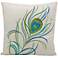 Mina Victory Peacock Feather 18" Square Outdoor Pillow