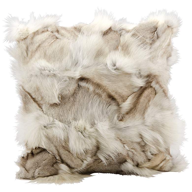 Image 1 Mina Victory Silver Fox 20 inch Square Faux Fur Throw Pillow
