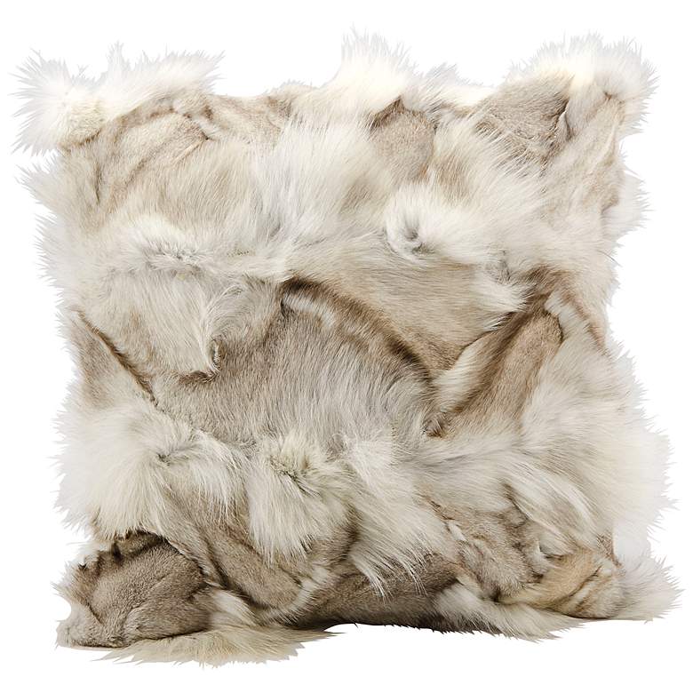 Image 1 Mina Victory Silver Fox 20" Square Faux Fur Throw Pillow