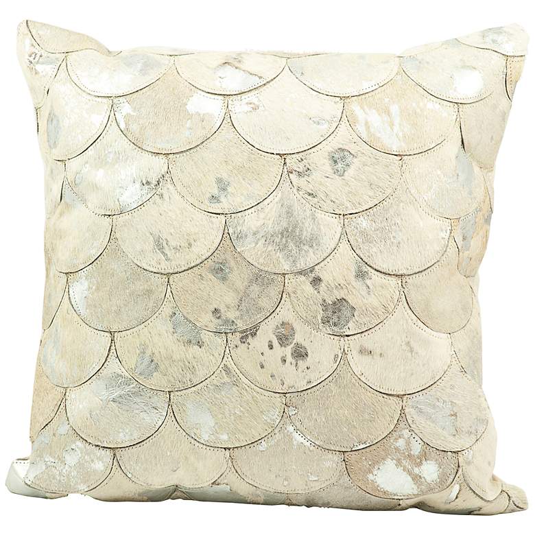 Image 1 Mina Victory Silver Scale 20" Square Leather Pillow