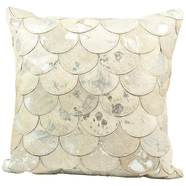 Image 1 Mina Victory Silver Scale 20 inch Square Leather Pillow