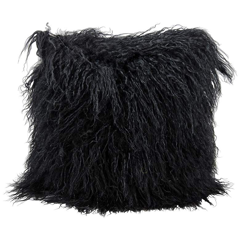 Image 1 Mina Victory Tibetan Lamb 16" Square Black Faux Fur Pillow