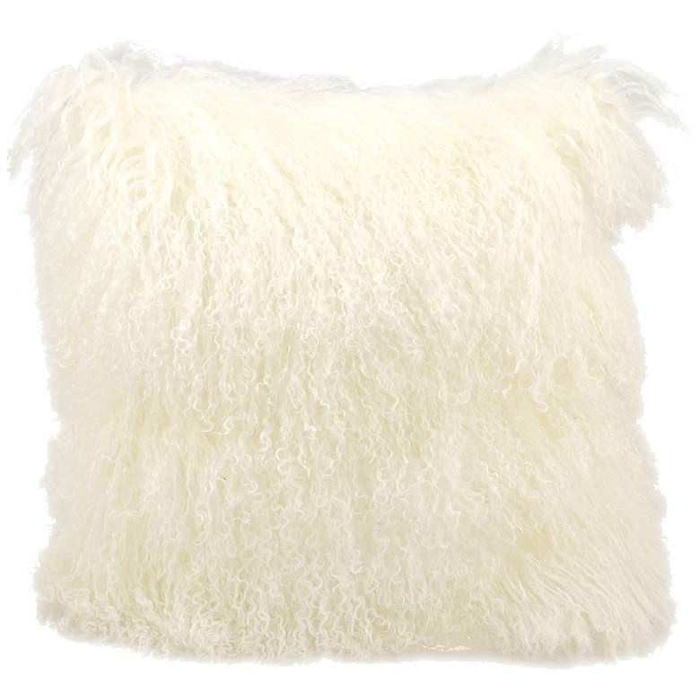 Image 1 Mina Victory Tibetan Sheepskin 16 inch Square White Pillow