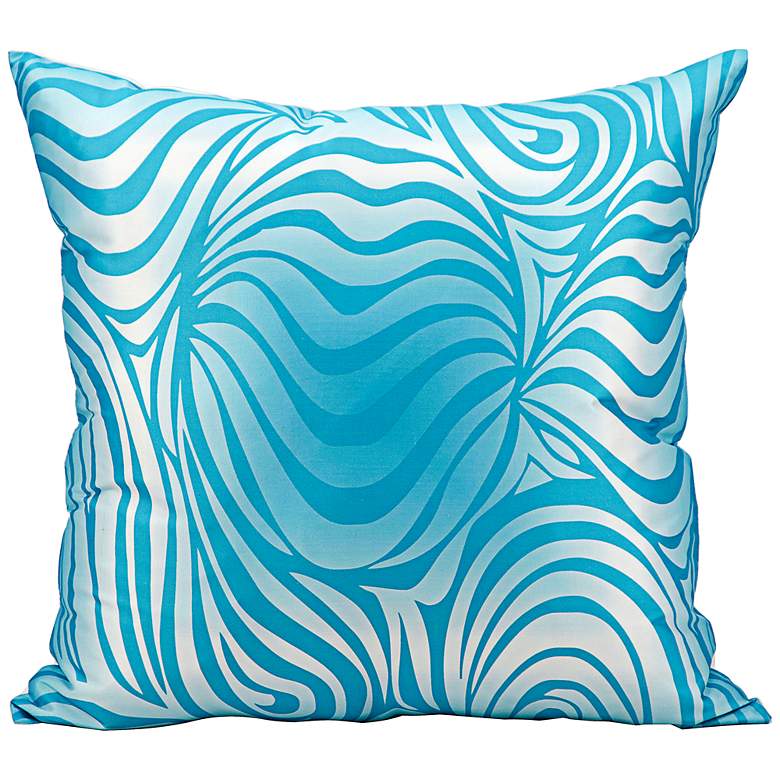 Image 1 Mina Victory Wave 18 inch Turquoise Blue Indoor-Outdoor Pillow