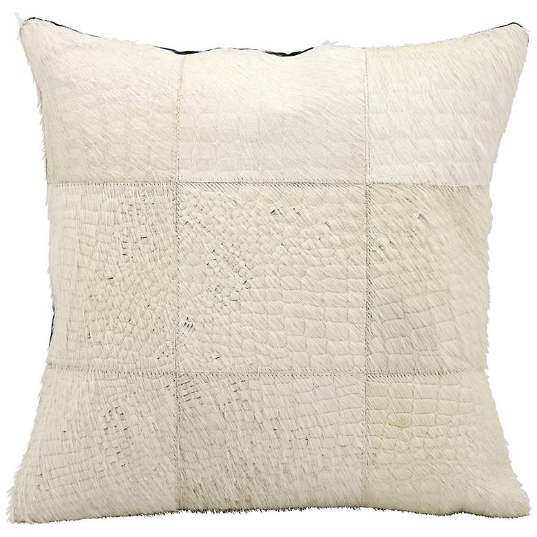 Image 1 Mina Victory White Natural Hide 18 inch Square Leather Pillow