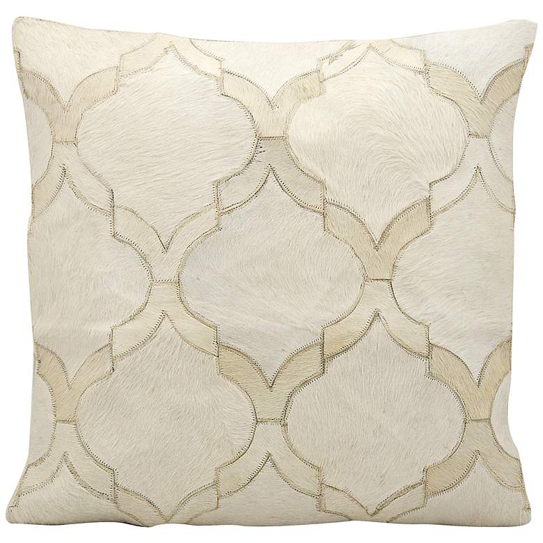 Image 1 Mina Victory White Natural Hide 20 inch Square Throw Pillow