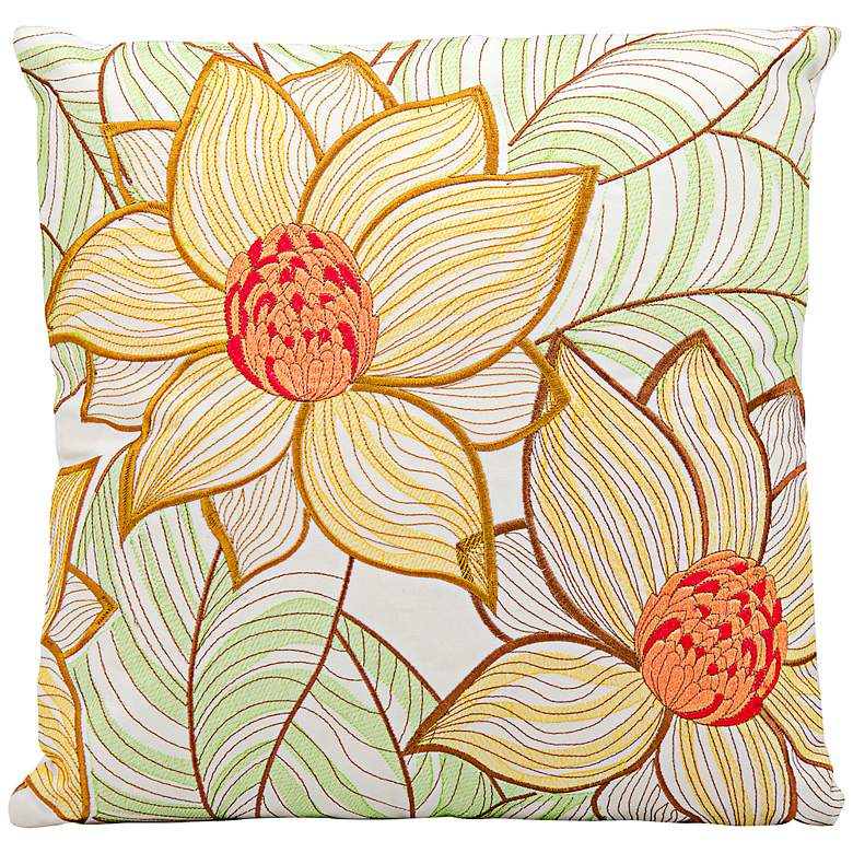 Image 1 Mina Victory Yellow-Green Flower 18 inch Indoor-Outdoor Pillow