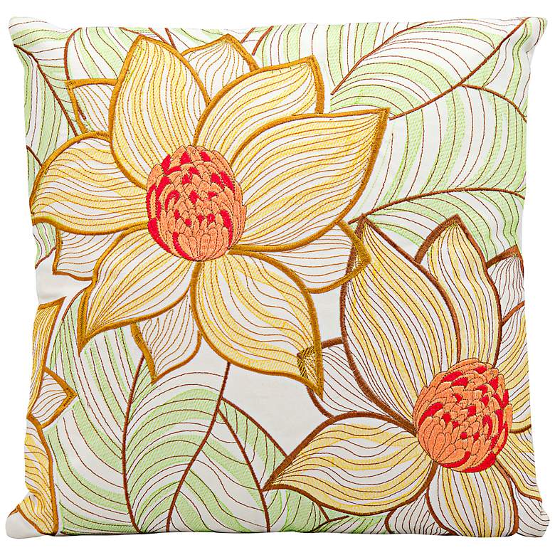 Image 1 Mina Victory Yellow-Green Flower 18" Indoor-Outdoor Pillow
