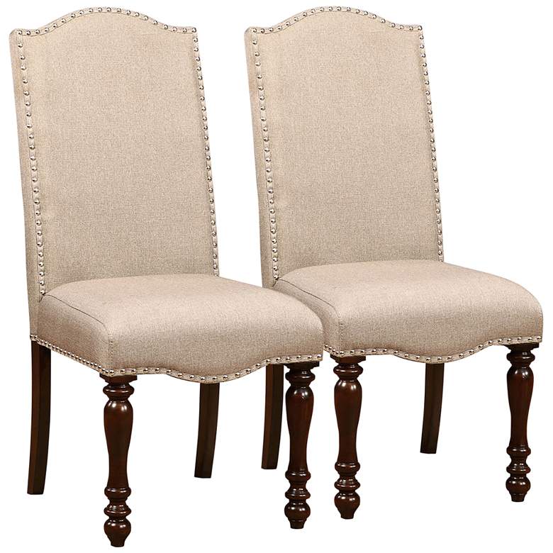 Image 1 Minard Beige Fabric Side Chairs Set of 2