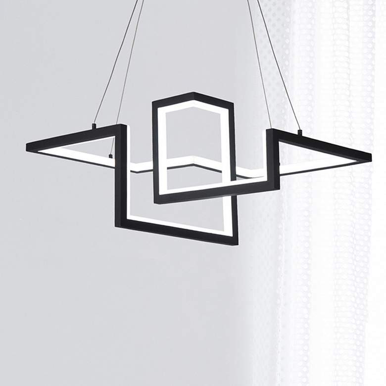 Image 1 Minecraft 10.13"H x 23.31"W 1-Light Pendant in Black