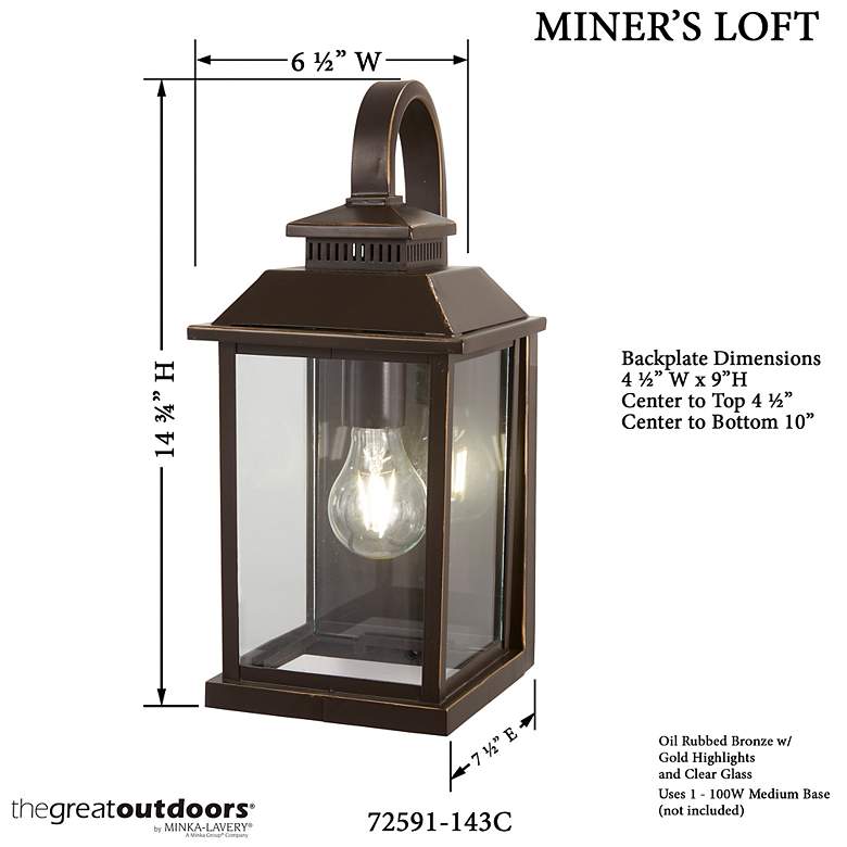 Image 2 Miner's Loft 14 3/4"H Oil-Rubbed Bronze Outdoor Wall Light more views