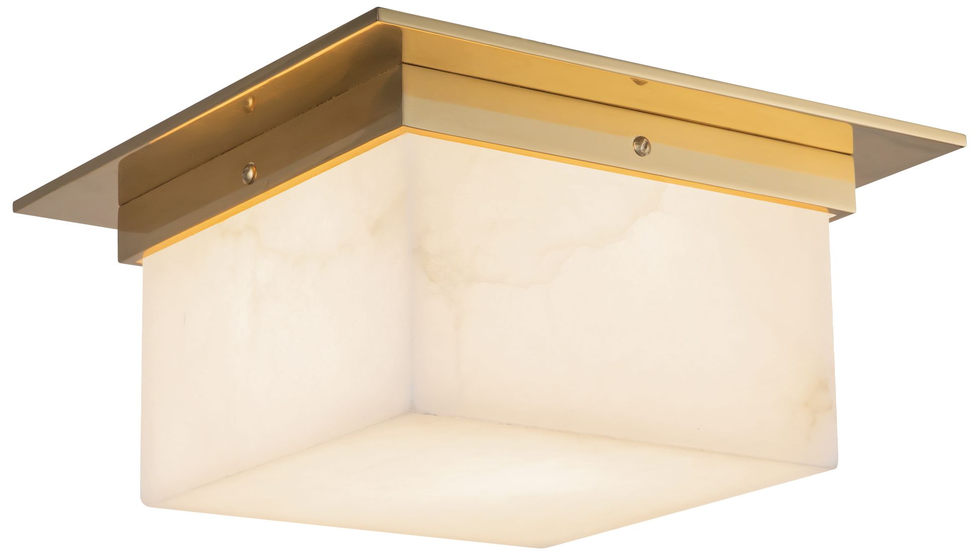 Mineral 11-in Alabaster Flush Mount with Brass Finish