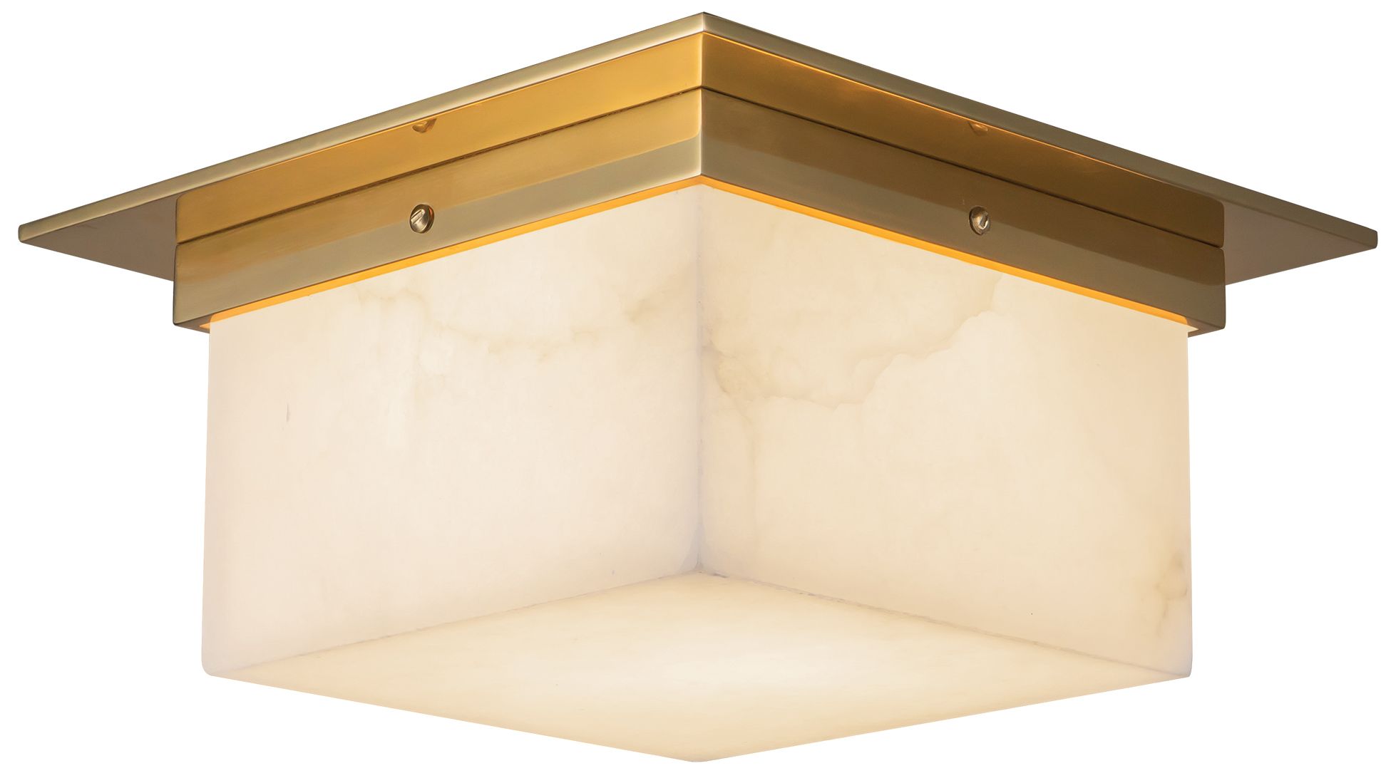 Image 3 Mineral 11-in Alabaster Flush Mount with Brass Finish more views
