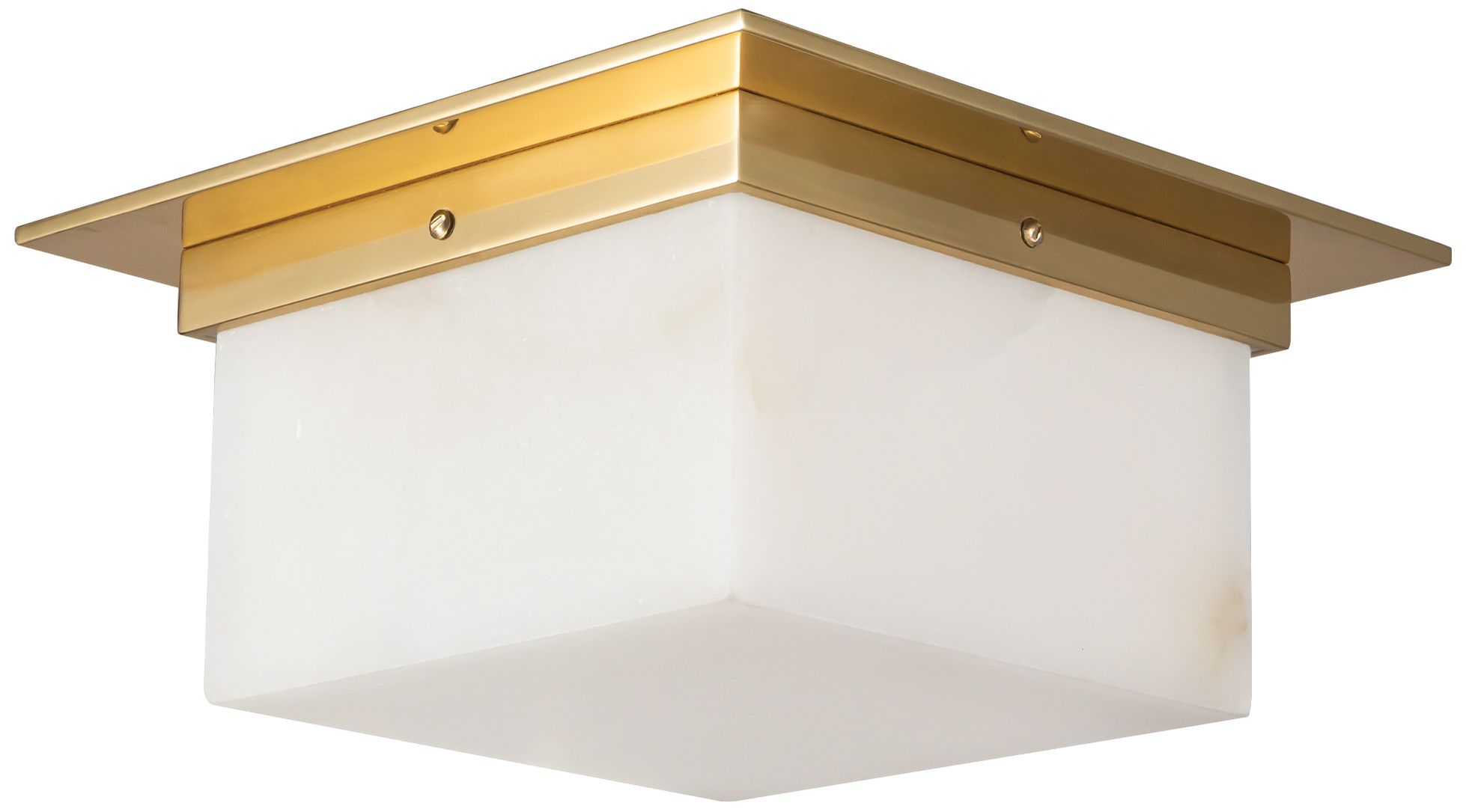 Image 4 Mineral 11-in Alabaster Flush Mount with Brass Finish more views