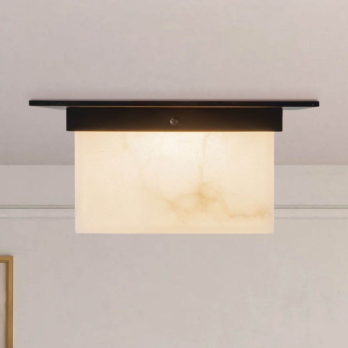 Mineral 11-in Alabaster Flush Mount with Urban Bronze Finish