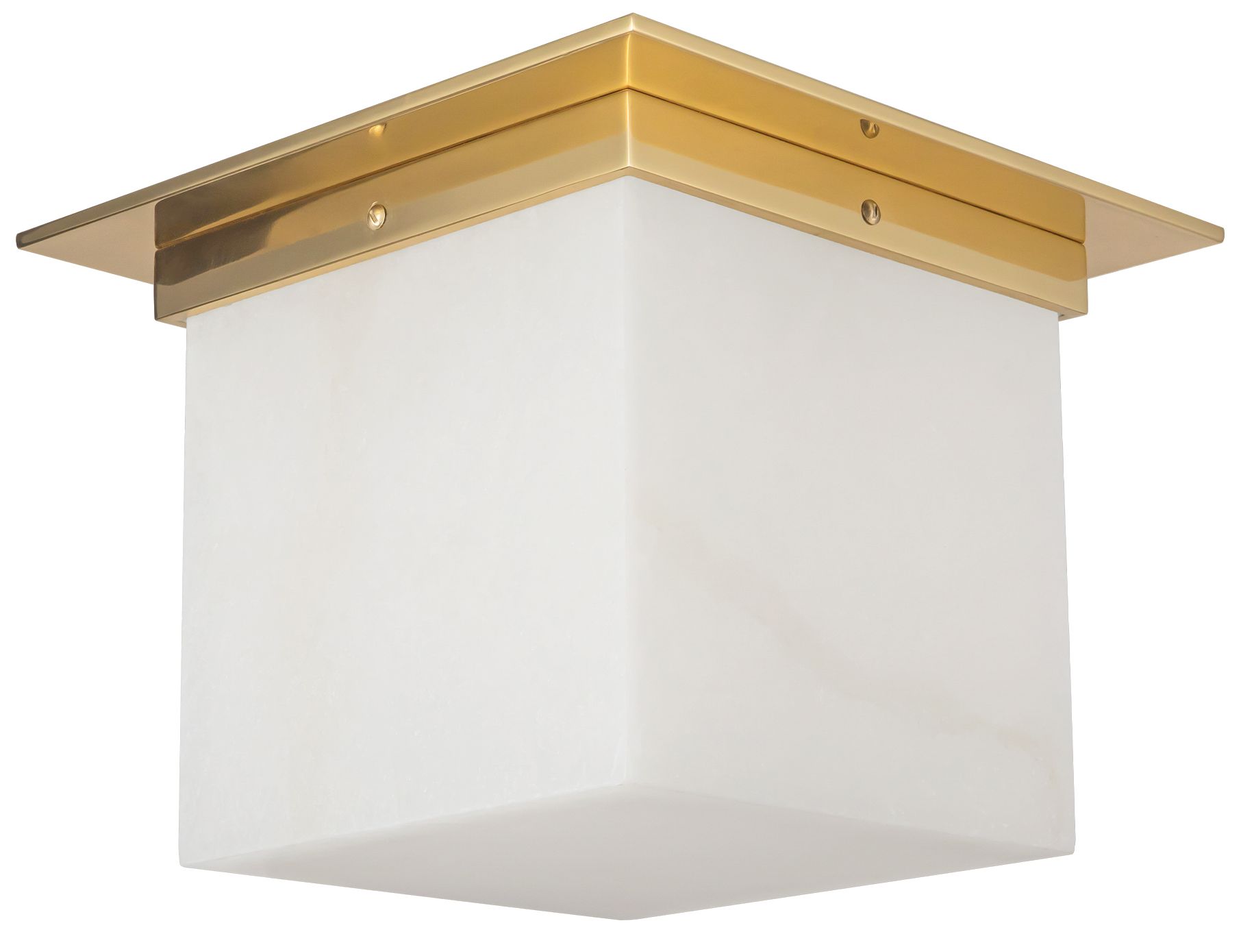 Image 4 Mineral 11-in Alabaster Square Flush Mount with Patina Brass Finish more views