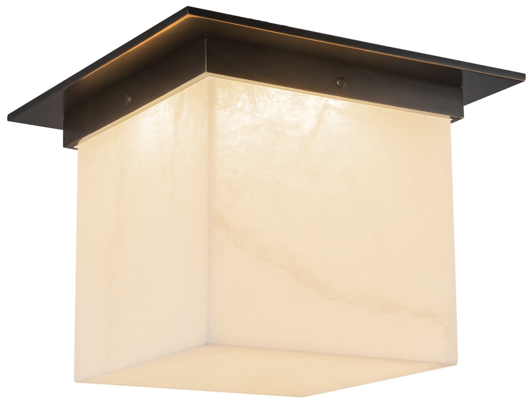 Mineral 11-in Alabaster Square Flush Mount with Urban Bronze Finish