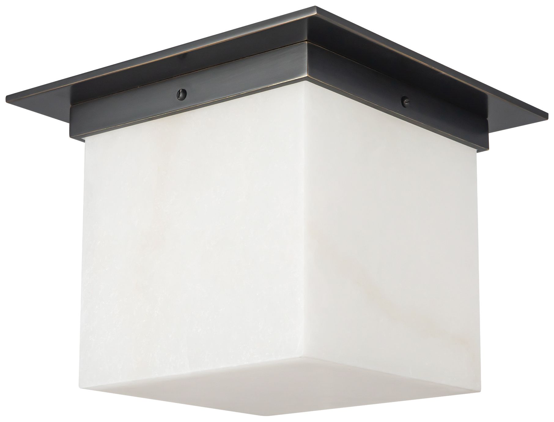Image 4 Mineral 11-in Alabaster Square Flush Mount with Urban Bronze Finish more views