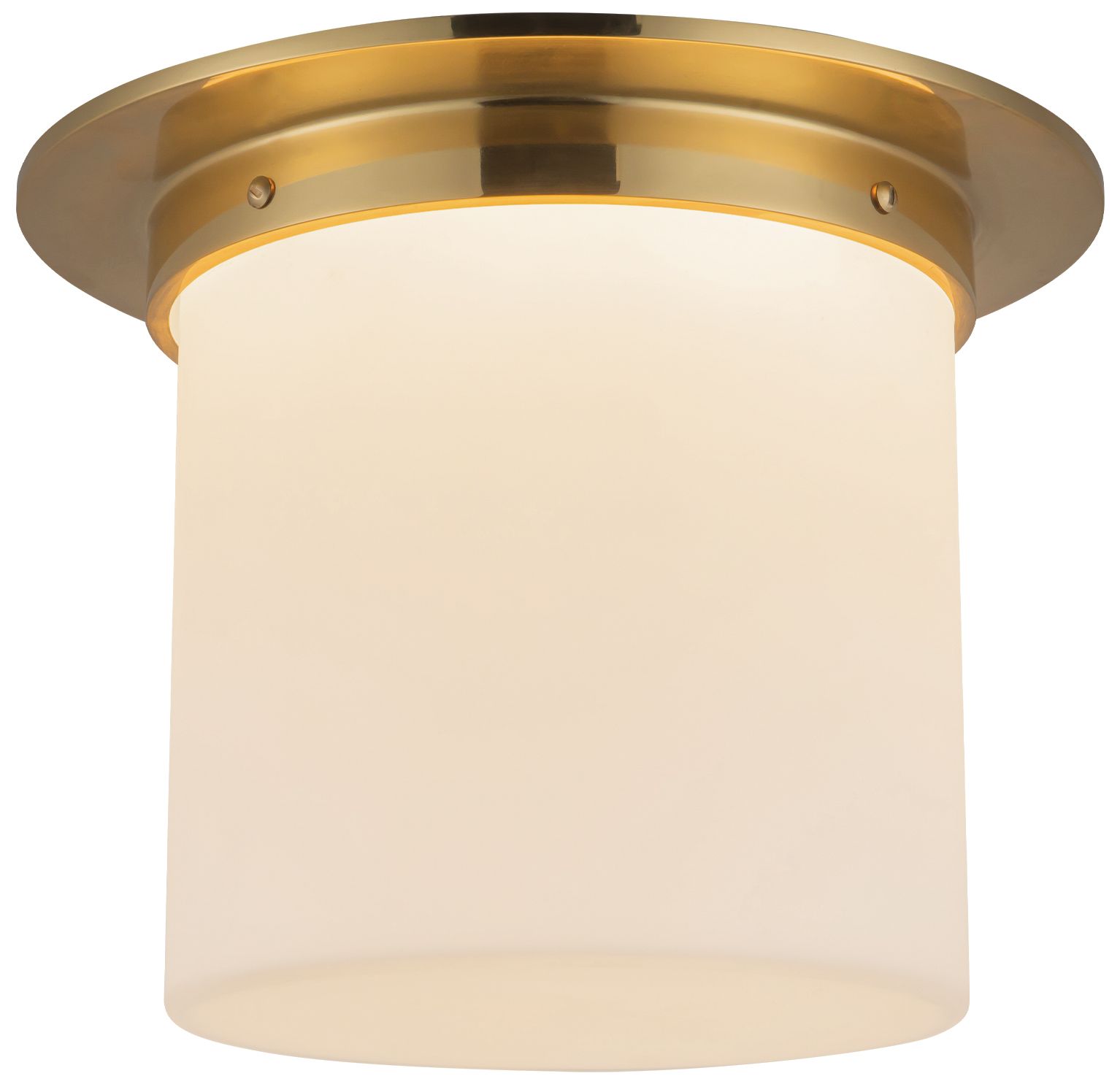 Image 3 Mineral 11-in Patina Brass Cylinder Flush Mount with Opal Glass more views