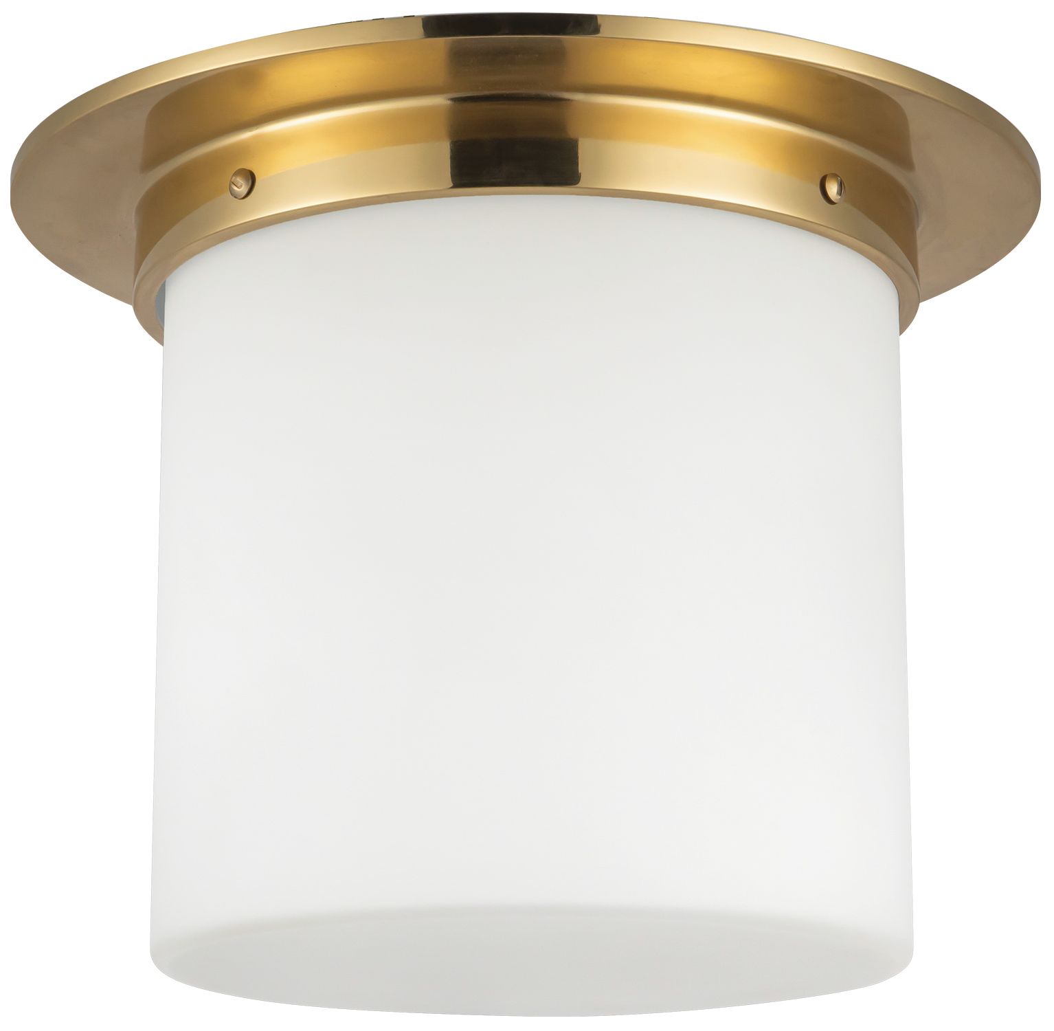 Image 4 Mineral 11-in Patina Brass Cylinder Flush Mount with Opal Glass more views