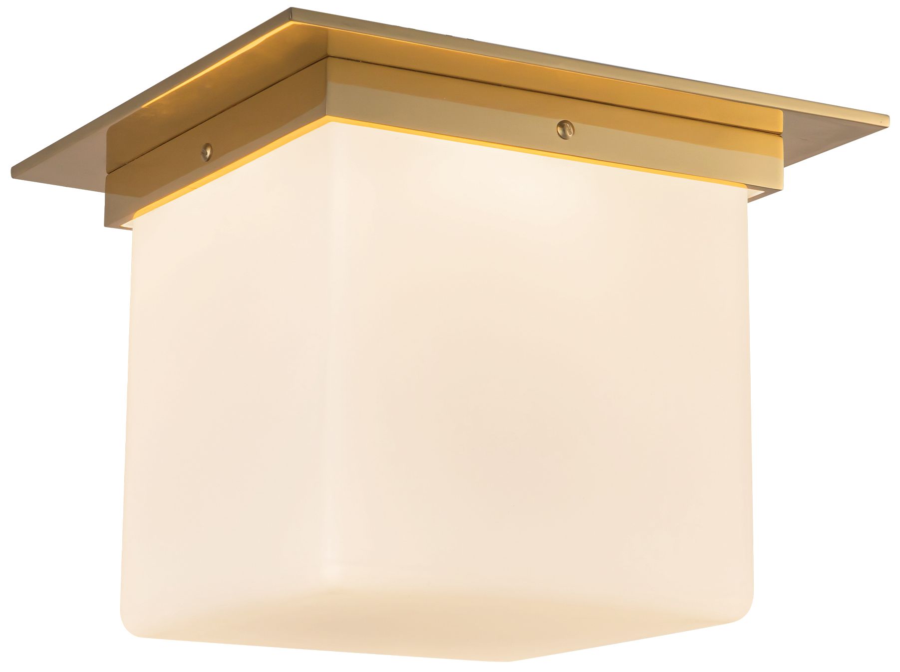 Mineral 11-in Patina Brass Square Flush Mount with Opal Glass