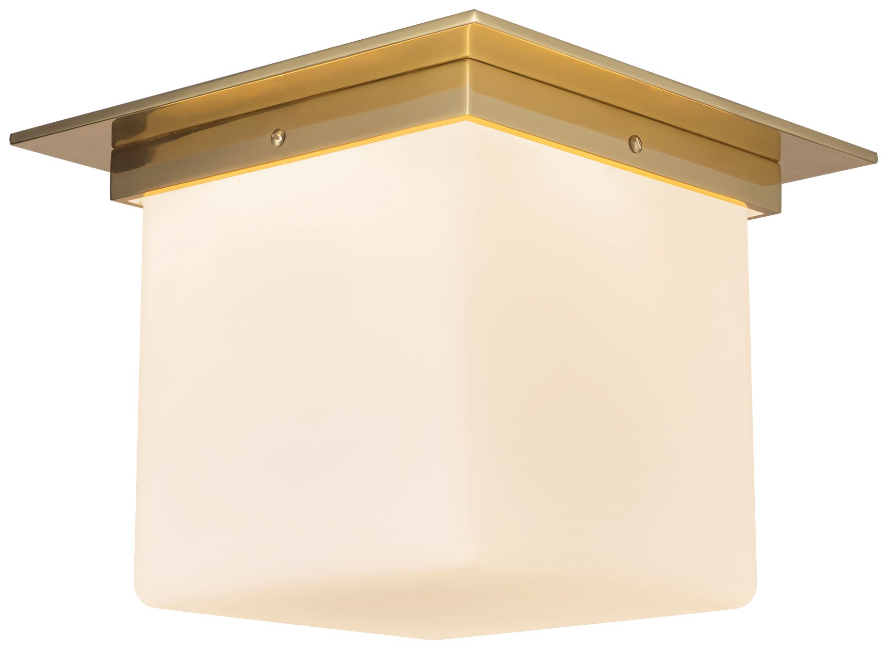 Image 3 Mineral 11-in Patina Brass Square Flush Mount with Opal Glass more views