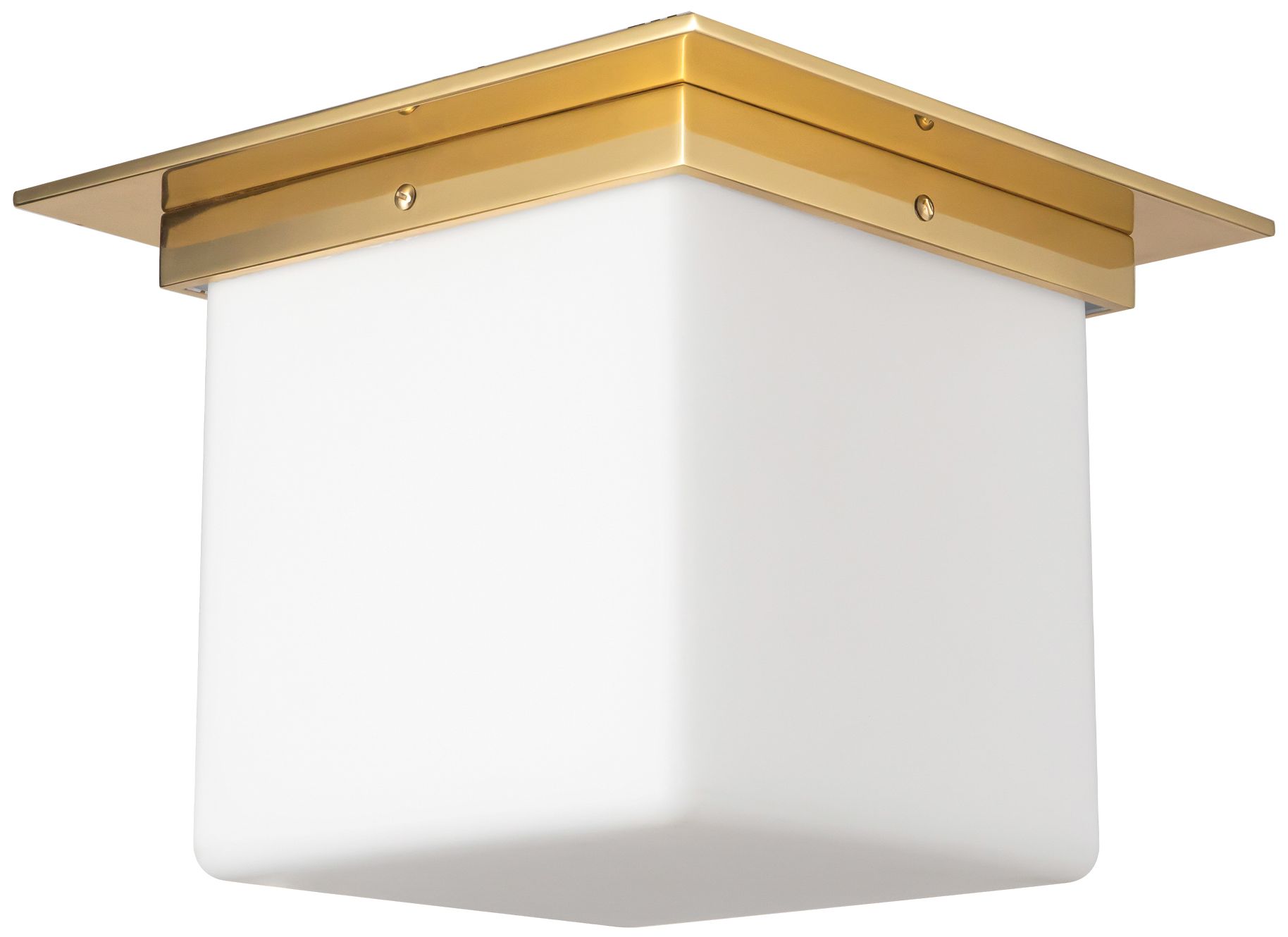 Image 4 Mineral 11-in Patina Brass Square Flush Mount with Opal Glass more views
