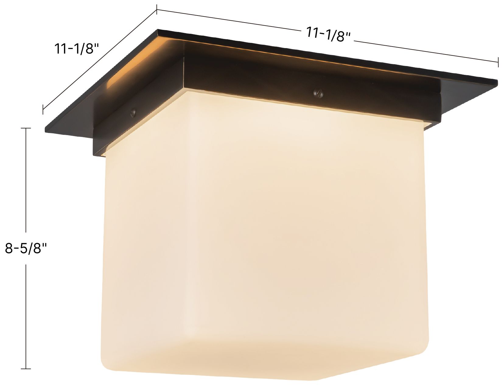 Image 6 Mineral 11-in Patina Brass Square Flush Mount with Opal Glass more views