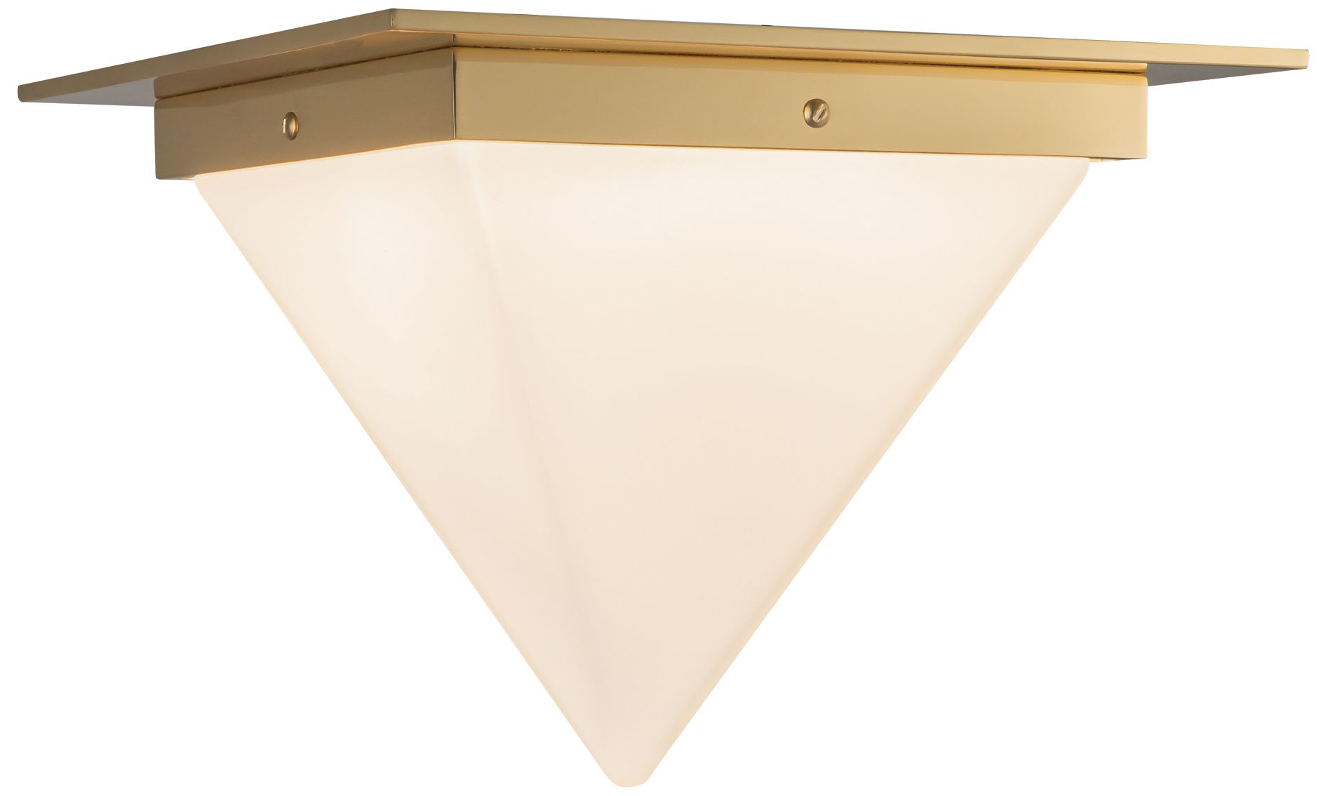 Mineral 11-in Patina Brass Triangular Flush Mount with Opal Glass