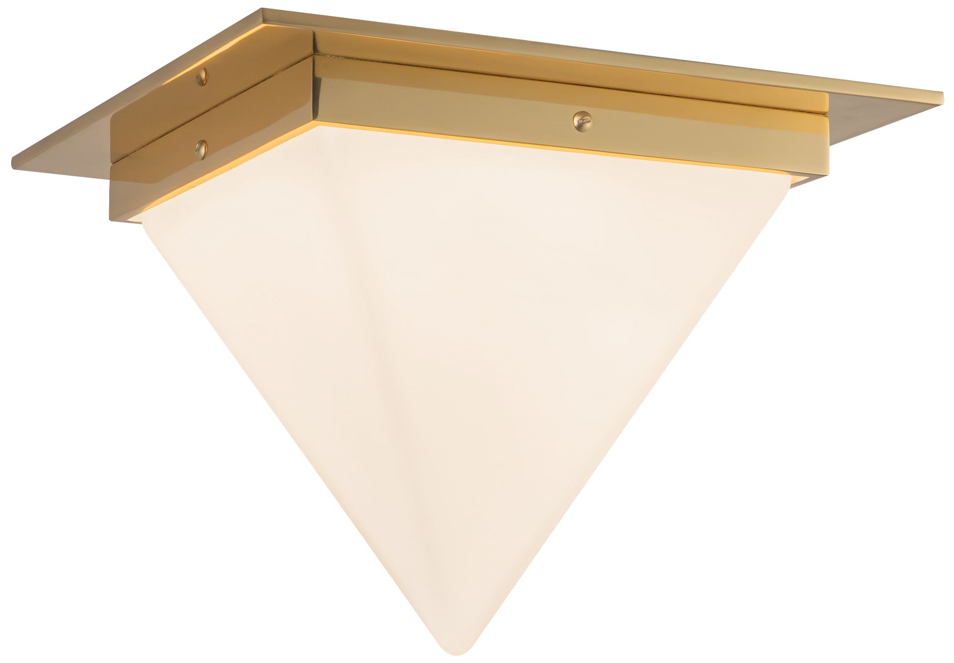 Image 3 Mineral 11-in Patina Brass Triangular Flush Mount with Opal Glass more views