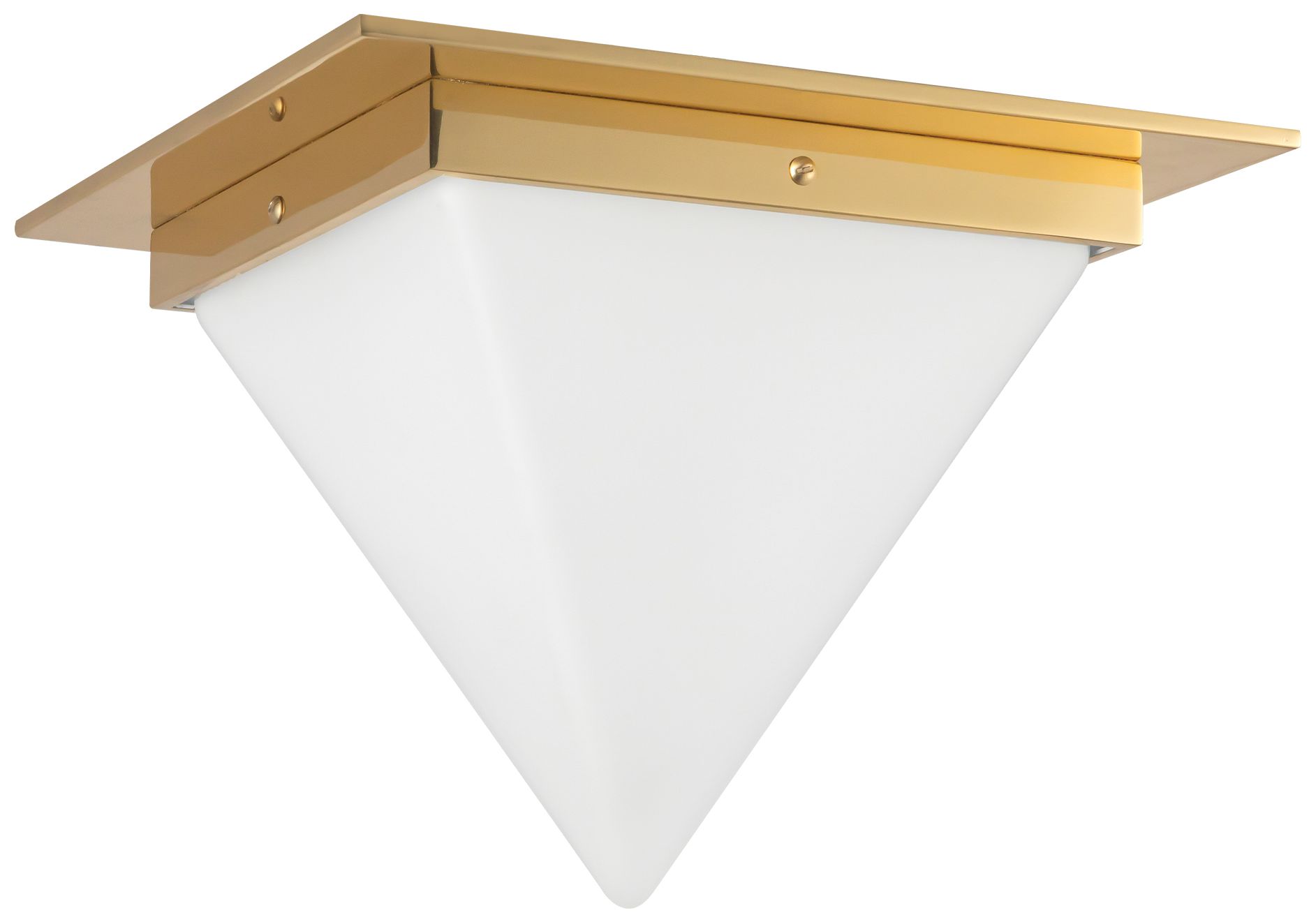 Image 4 Mineral 11-in Patina Brass Triangular Flush Mount with Opal Glass more views