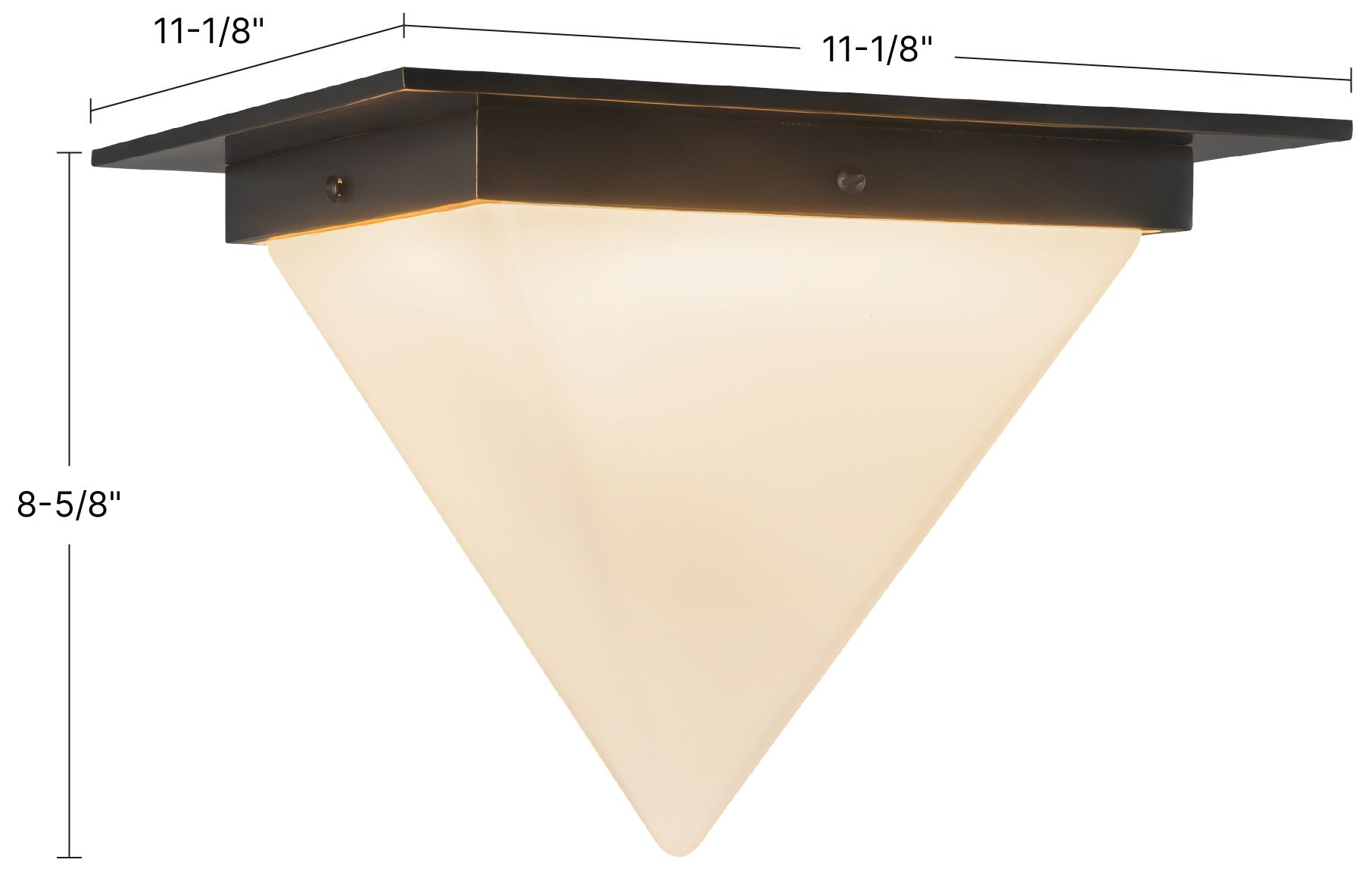 Image 6 Mineral 11-in Patina Brass Triangular Flush Mount with Opal Glass more views
