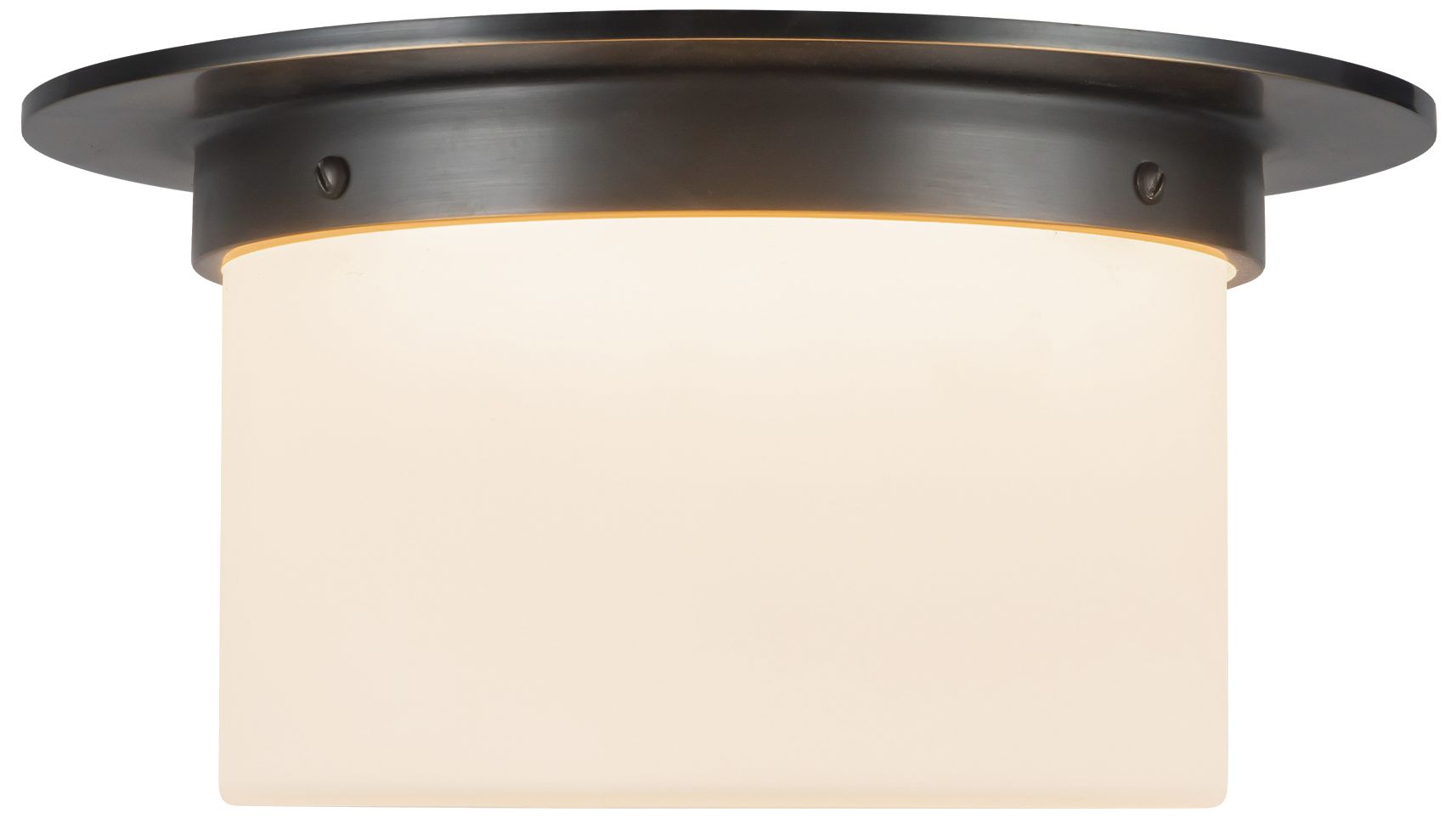 Mineral 11-in Urban Bronze Cylinder Flush Mount with Opal Glass