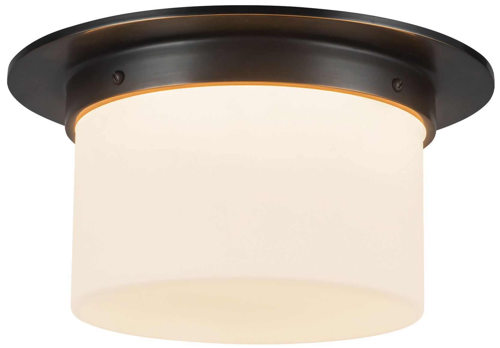 Image 3 Mineral 11-in Urban Bronze Cylinder Flush Mount with Opal Glass more views