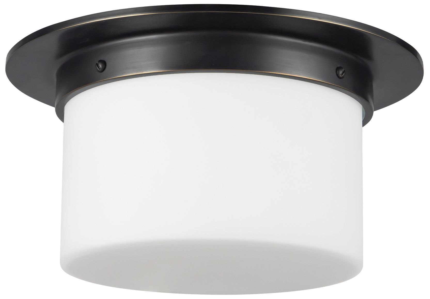 Image 4 Mineral 11-in Urban Bronze Cylinder Flush Mount with Opal Glass more views
