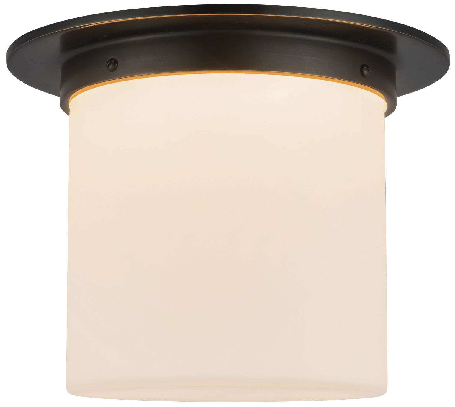 Mineral 11-in Urban Bronze Cylinder Flush Mount with Opal Glass