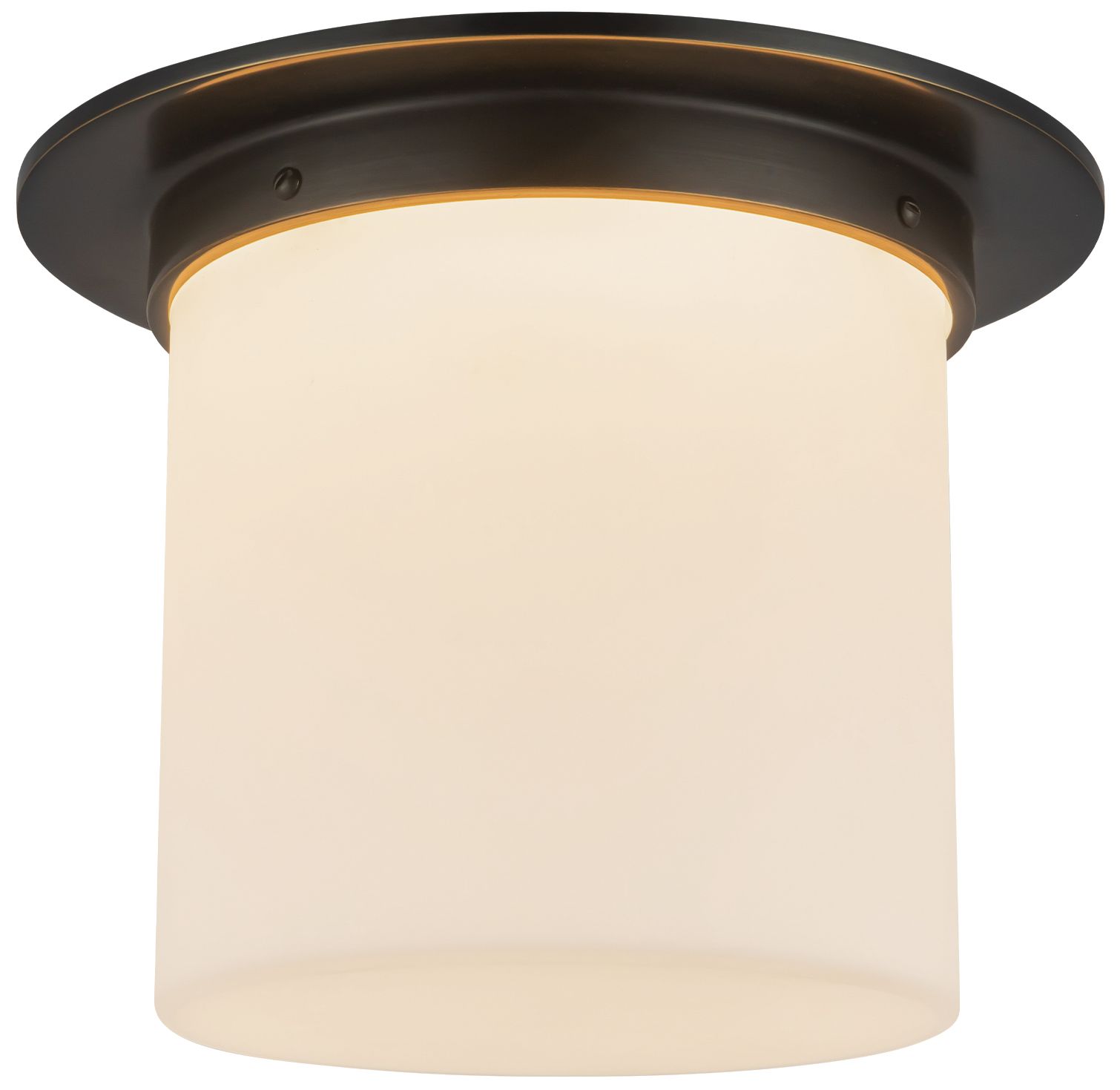 Image 3 Mineral 11-in Urban Bronze Cylinder Flush Mount with Opal Glass more views