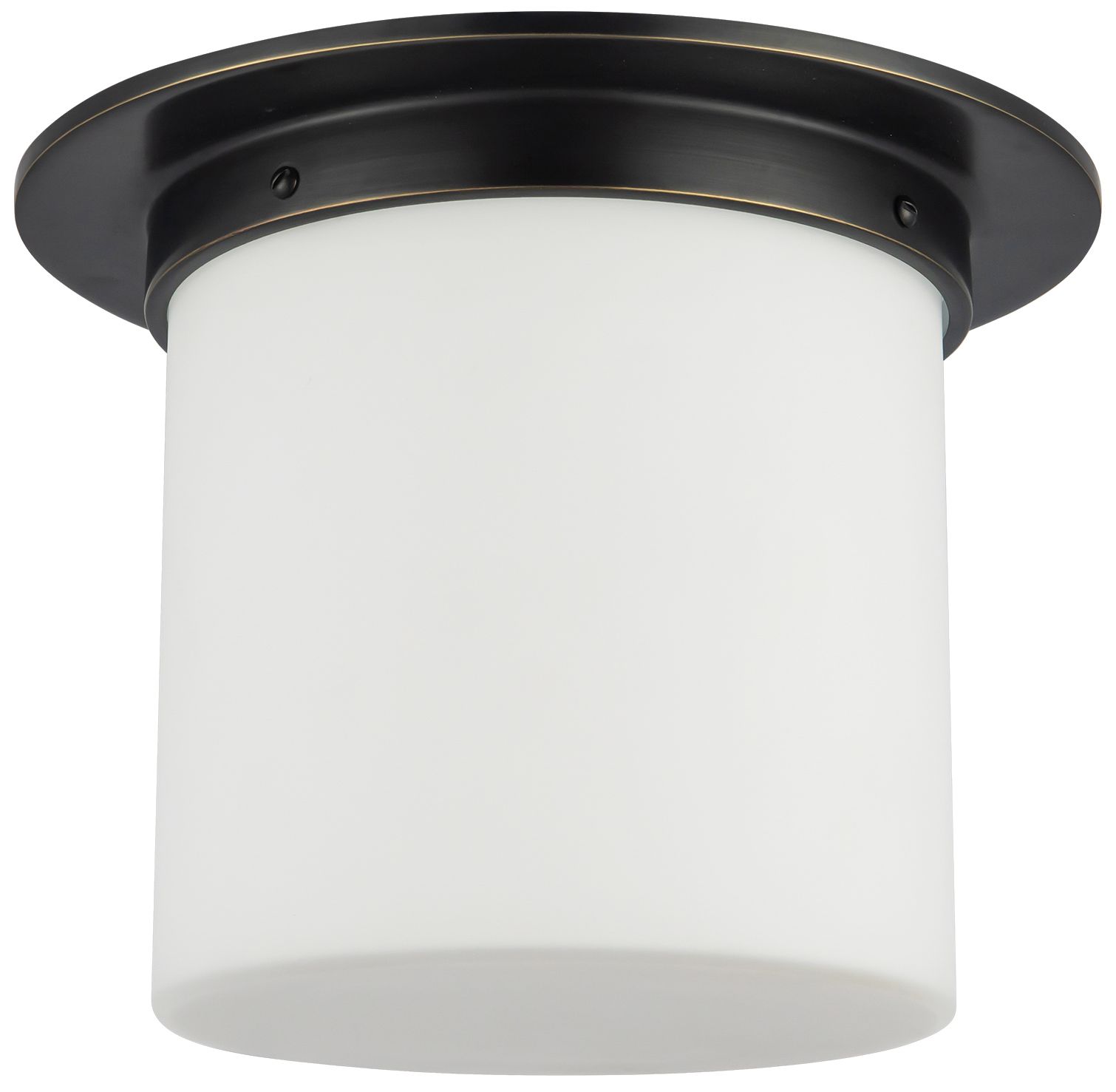 Image 4 Mineral 11-in Urban Bronze Cylinder Flush Mount with Opal Glass more views