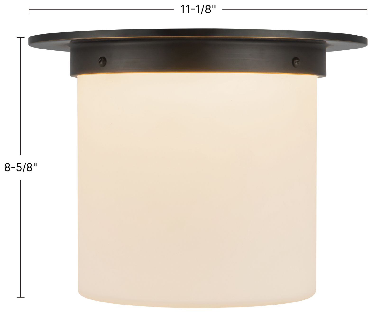 Image 6 Mineral 11-in Urban Bronze Cylinder Flush Mount with Opal Glass more views