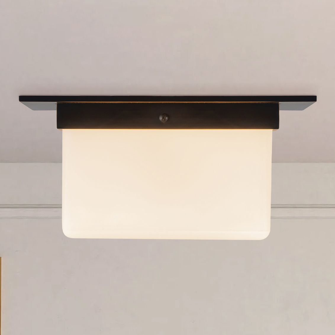 Mineral 11-in Urban Bronze Flush Mount with Opal Glass