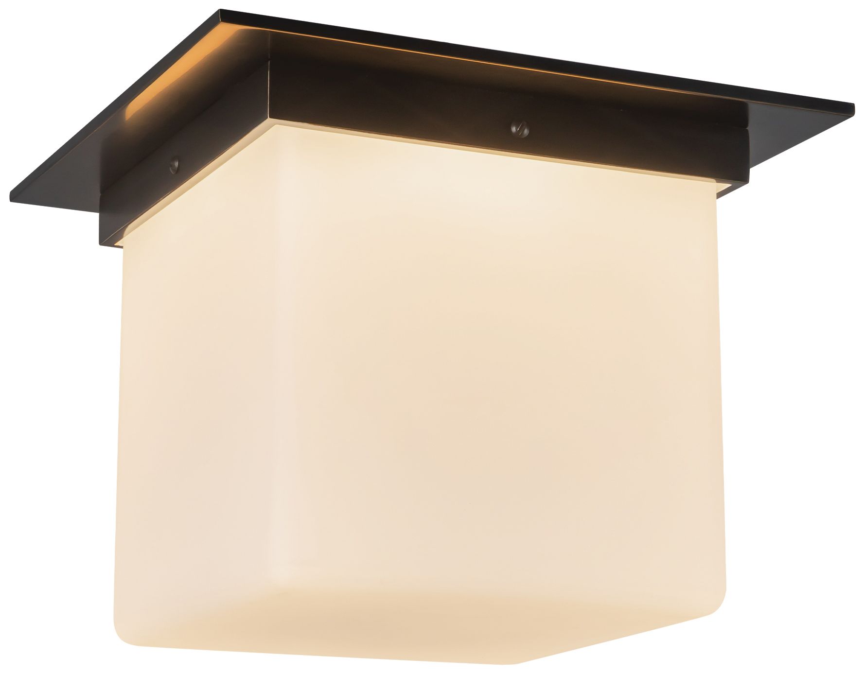 Mineral 11-in Urban Bronze Square Flush Mount with Opal Glass