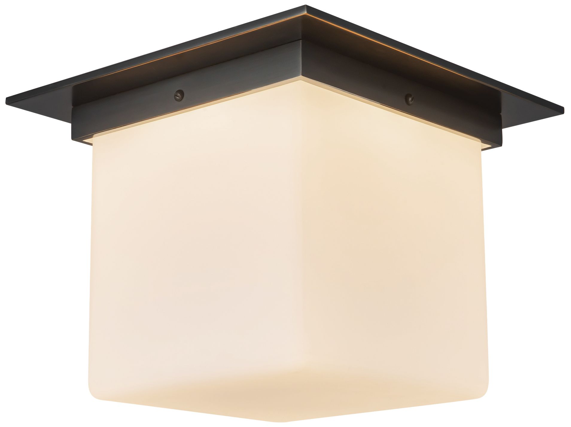 Image 3 Mineral 11-in Urban Bronze Square Flush Mount with Opal Glass more views