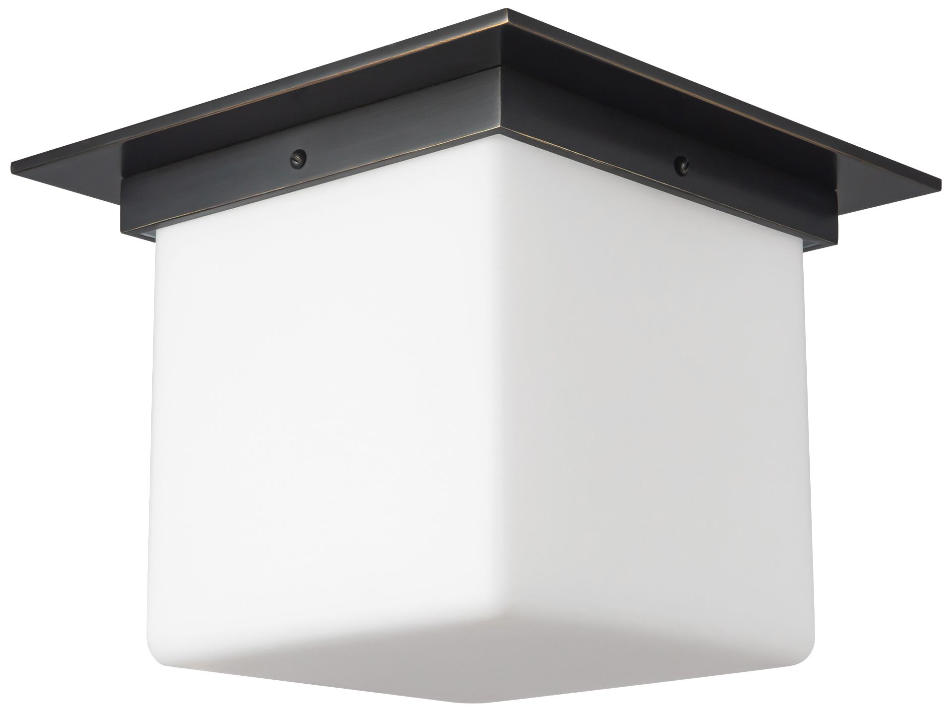 Image 4 Mineral 11-in Urban Bronze Square Flush Mount with Opal Glass more views
