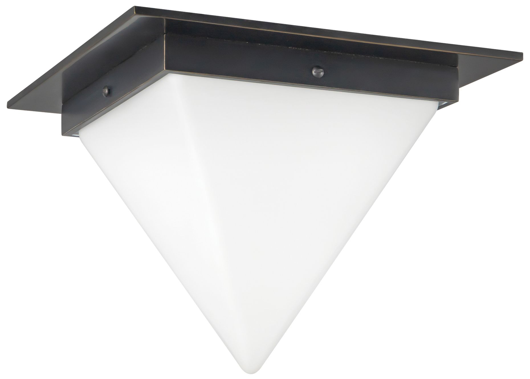 Image 4 Mineral 11-in Urban Bronze Triangular Flush Mount with Opal Glass more views