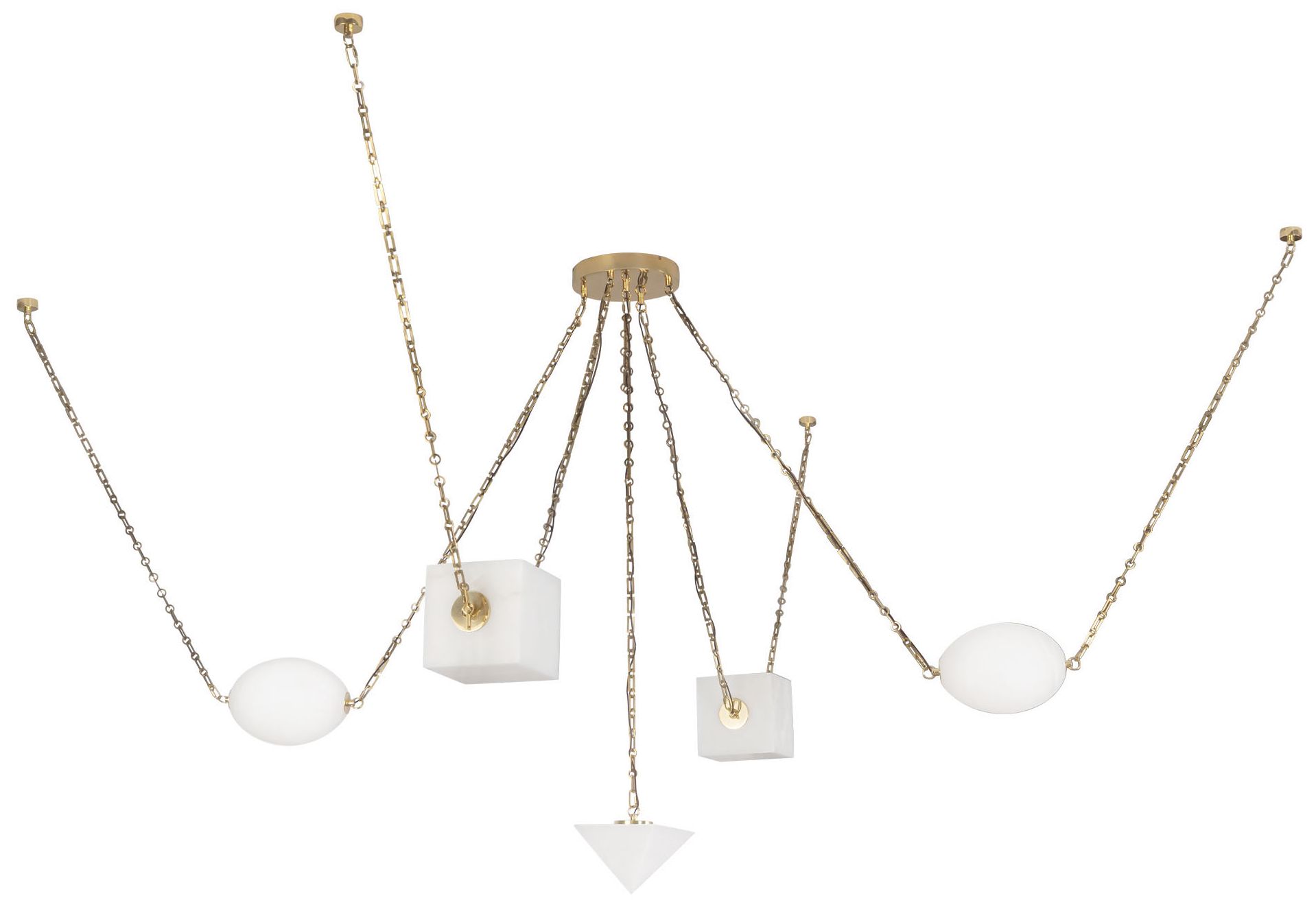 Image 3 Mineral 5-Light Alabaster dimmable LED Chandelier with Patina Brass Finish more views